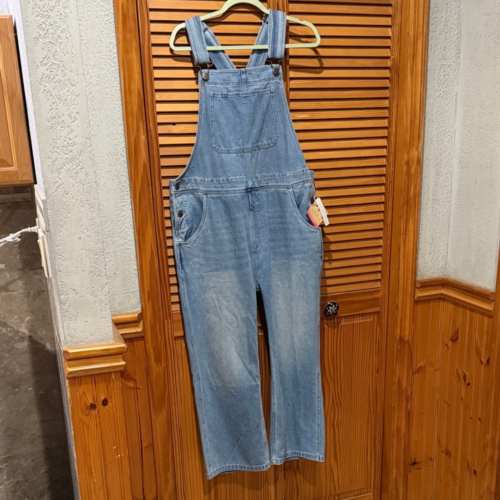 Denim Blue Wide-Leg Overalls Jumpsuit